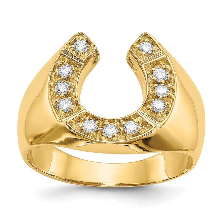 14k Yellow Gold Men's Diamond Horseshoe Ring