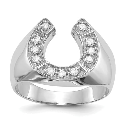 14k White Gold Diamond Horseshoe Ring