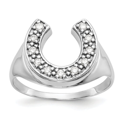 14k White Gold Men's Horsehoe Diamond Ring