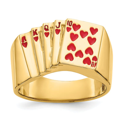 14k Yellow Gold Men's Enameled Royal Flush Ring at $ 752.54 only from Jewelryshopping.com