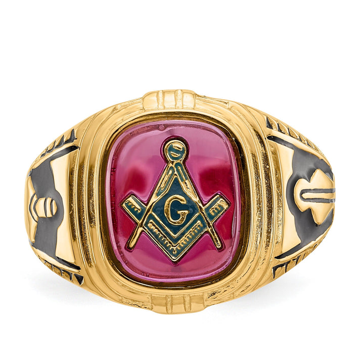 14k Yellow Gold Men's Masonic Ring