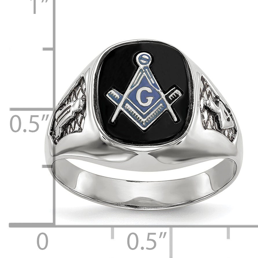 14k White Gold Men's Masonic Ring