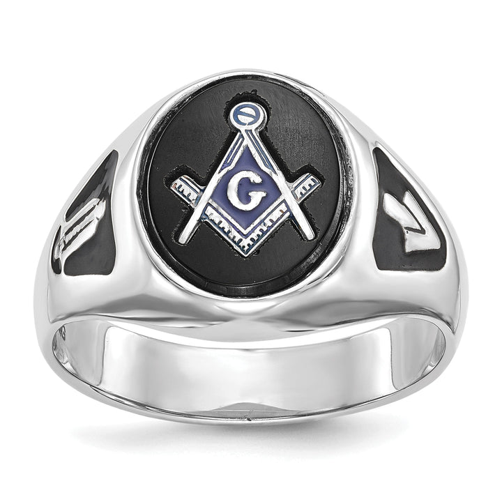 14k White Gold Men's Masonic Ring