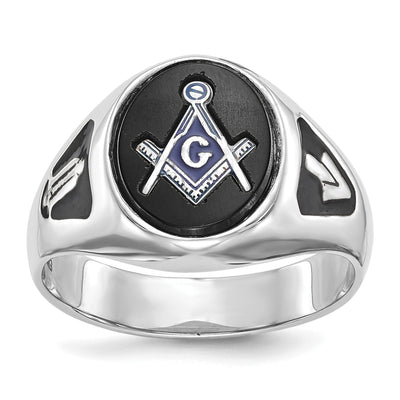 14k White Gold Men's Masonic Ring at $ 989.27 only from Jewelryshopping.com