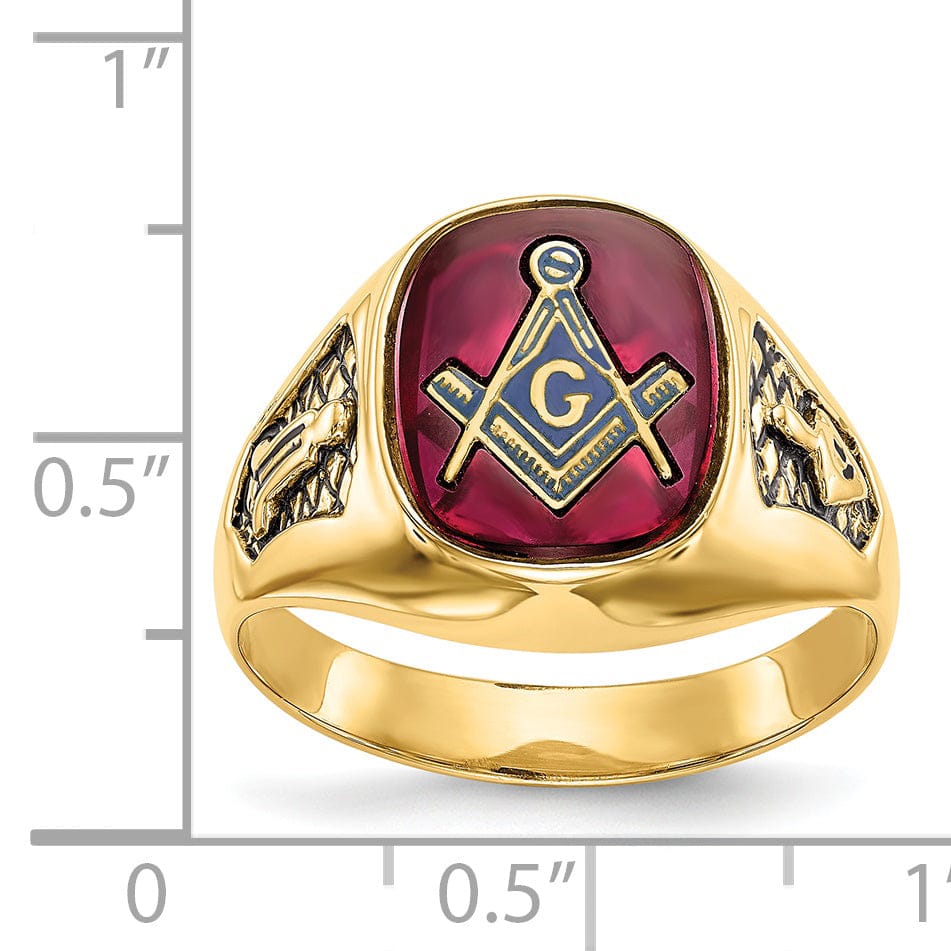 14k Yellow Gold Men's Masonic Ring