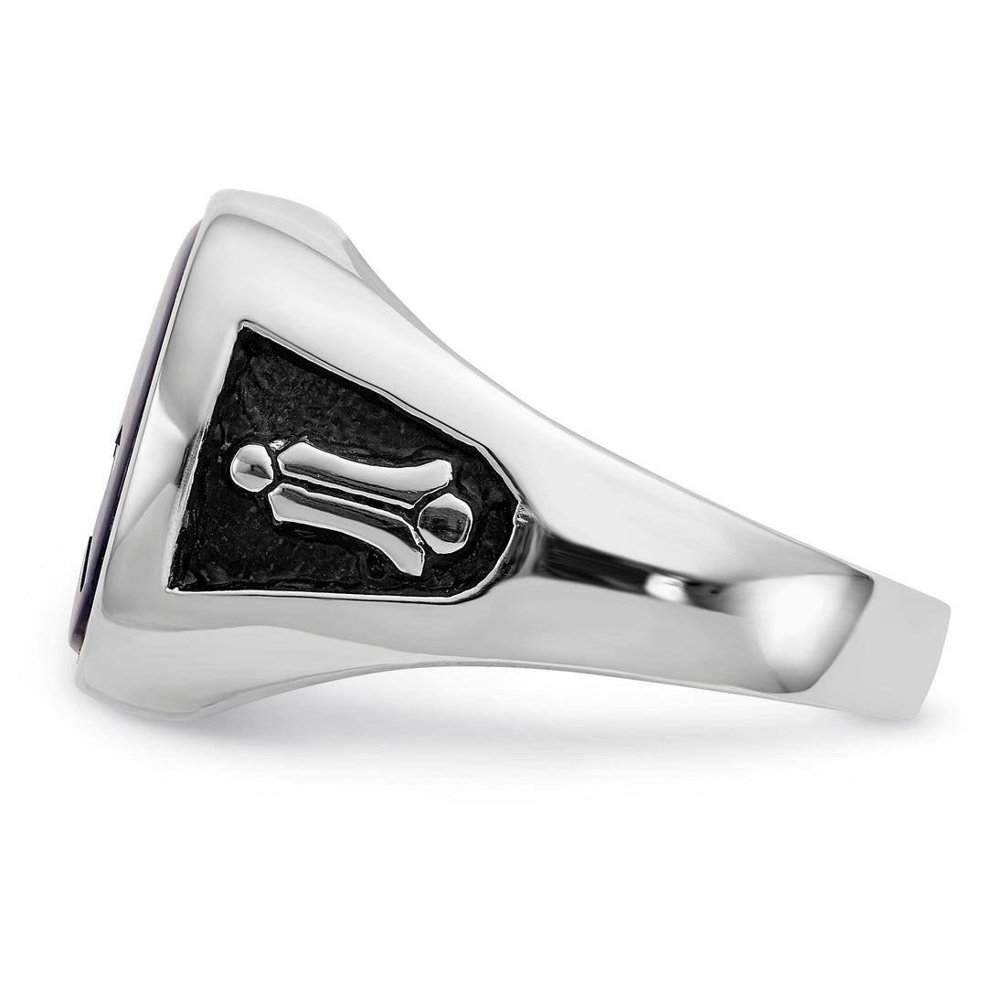 14k White Gold Enameled Stone Men's Masonic Ring