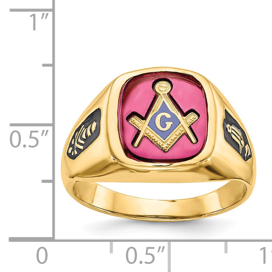 14k Yellow Gold Men's Masonic Ring