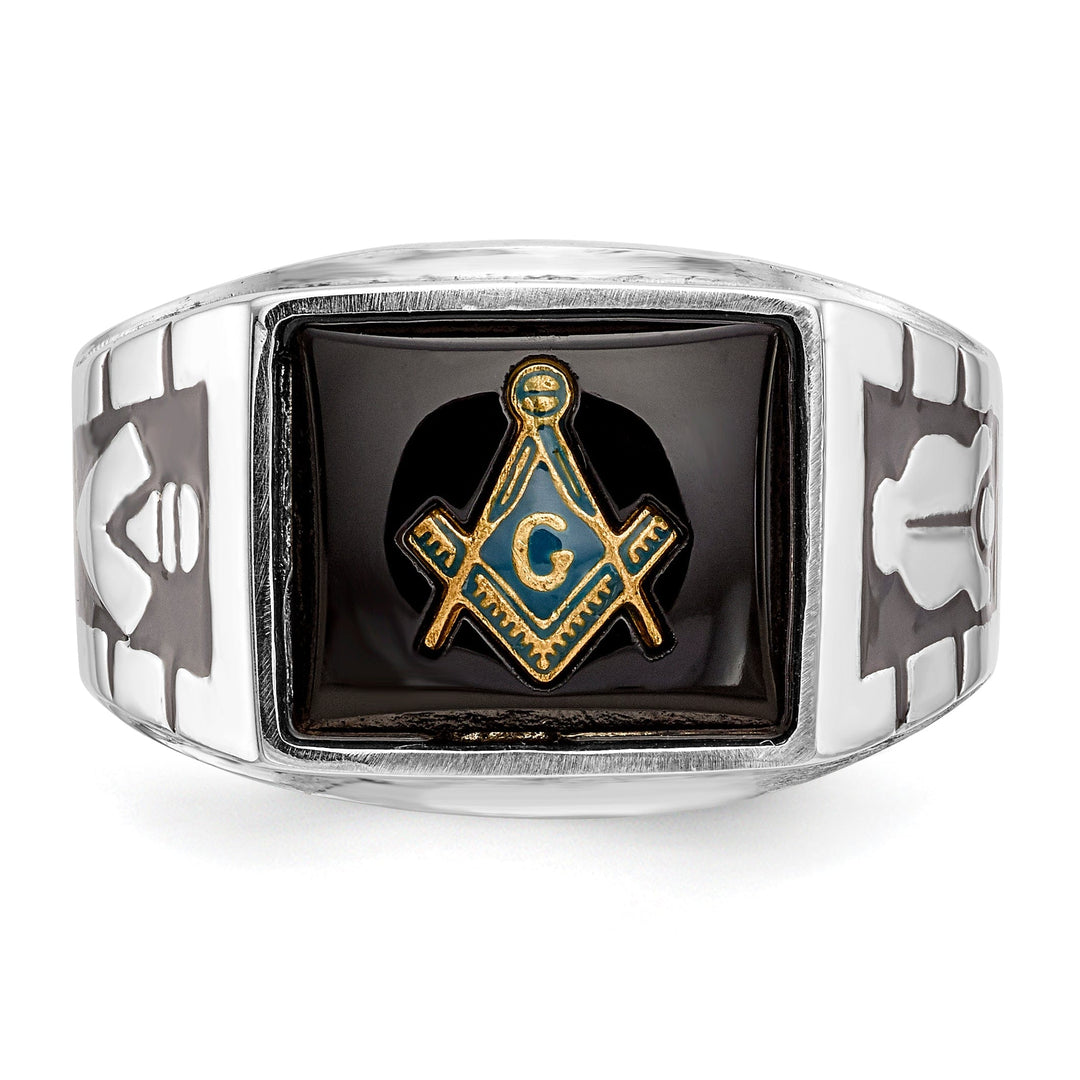 14k White Gold Men's Masonic Ring