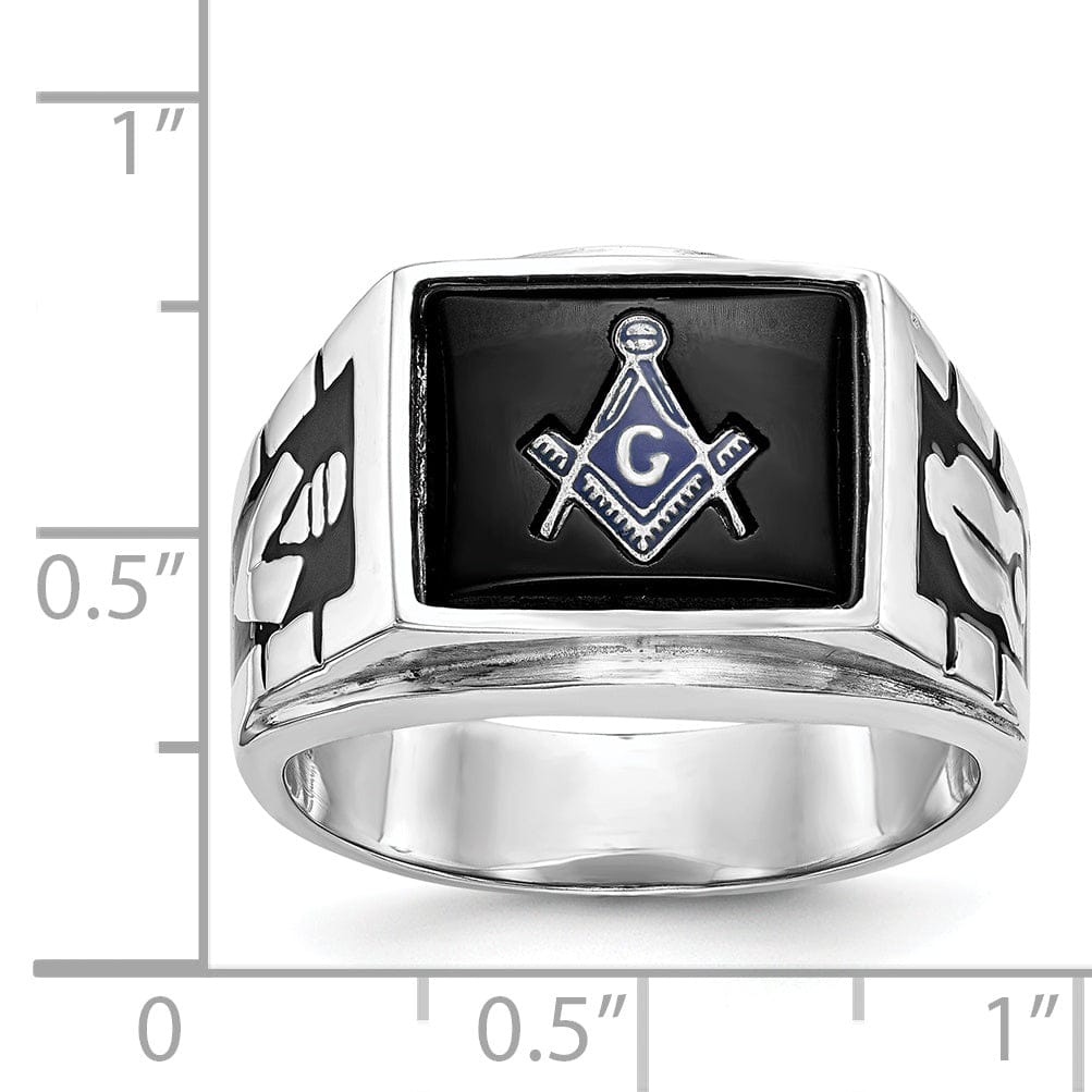 14k White Gold Men's Masonic Ring