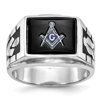 14k White Gold Men's Masonic Ring at $ 1637.56 only from Jewelryshopping.com