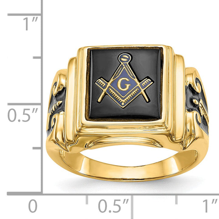 14k Yellow Gold Men's Masonic Ring