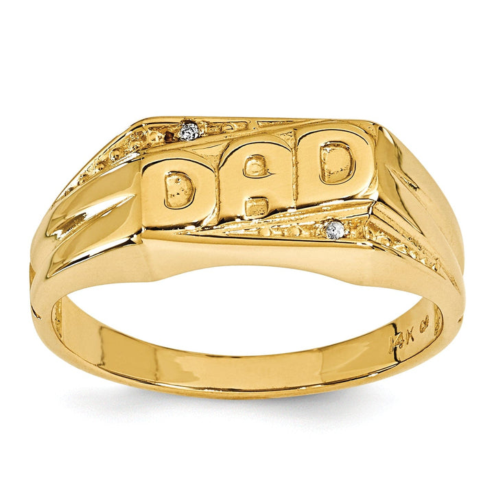 14k Yellow Gold Men's .01ct. Diamond Dad Ring