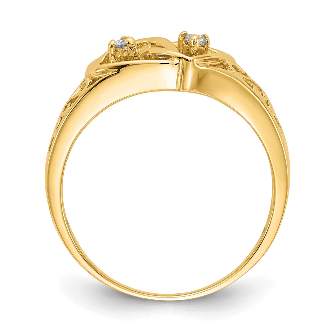 14k Yellow Gold Polished Diamond Heart Ring