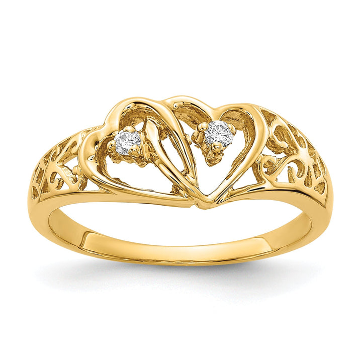 14k Yellow Gold Polished Diamond Heart Ring