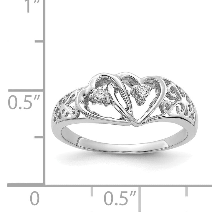 14k White Gold Polished Diamond Heart Ring