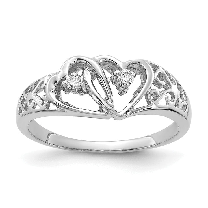 14k White Gold Polished Diamond Heart Ring