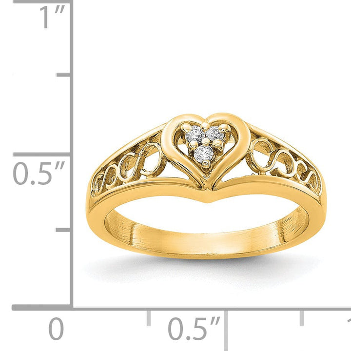 14k Yellow Gold Polished Diamond Heart Ring