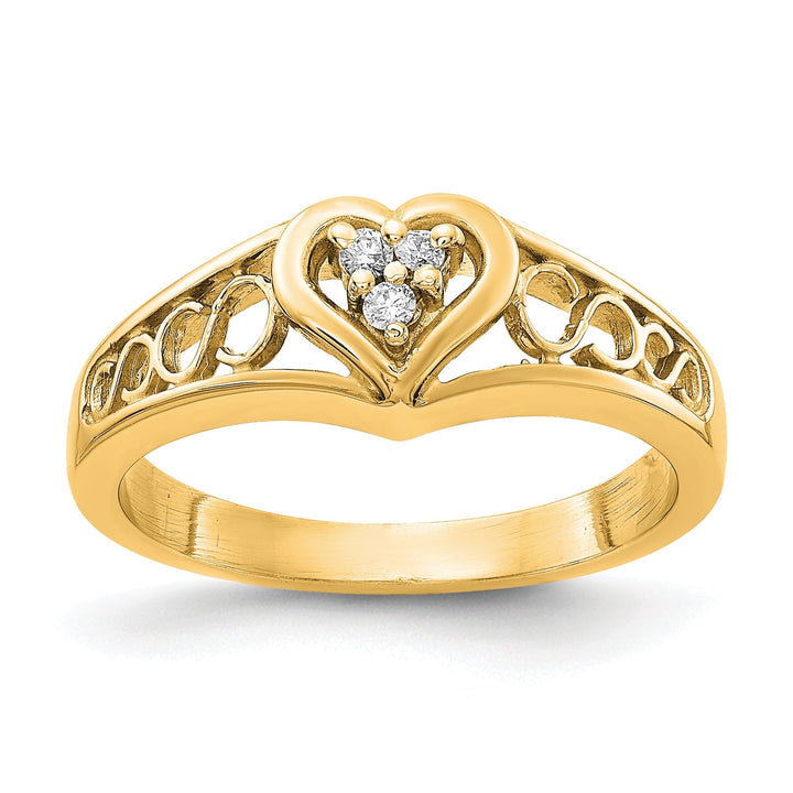 14k Yellow Gold Polished Diamond Heart Ring