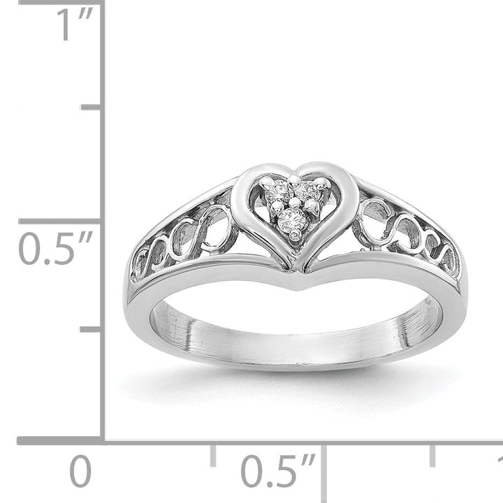 14k White Gold Polished Diamond Heart Ring