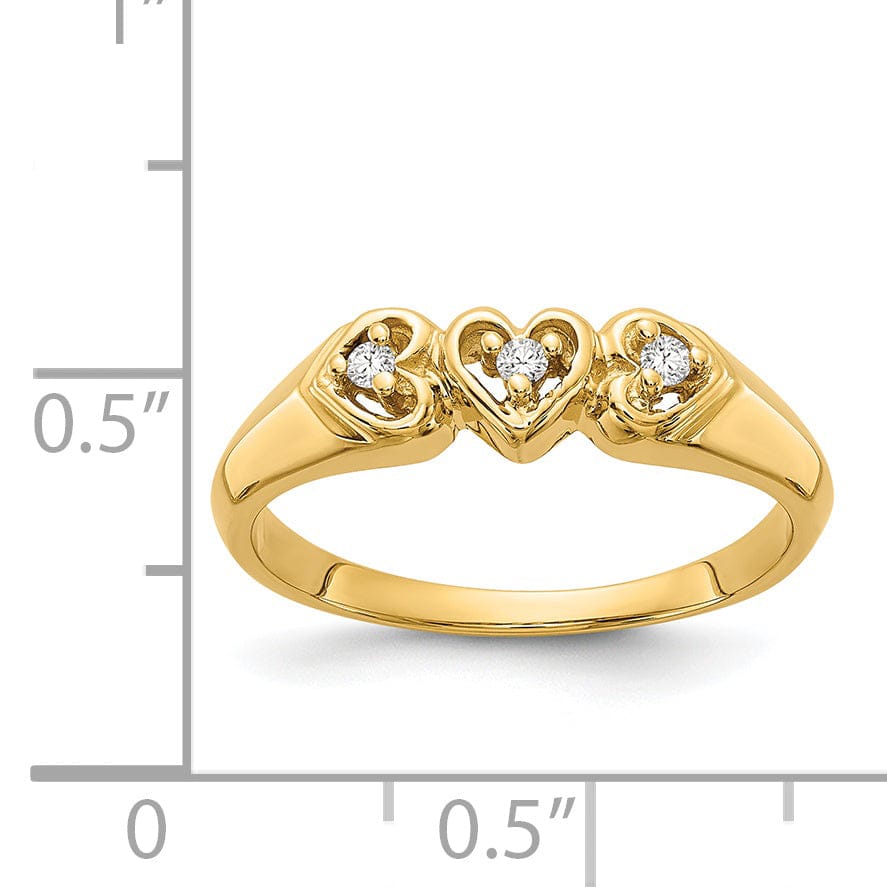 14k Yellow Gold Polished Diamond Heart Ring