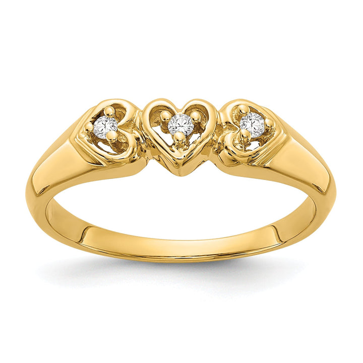 14k Yellow Gold Polished Diamond Heart Ring