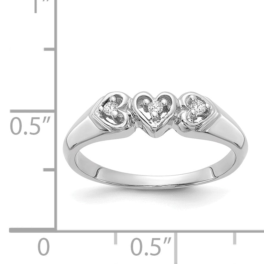 14k White Gold Polished Diamond Heart Ring