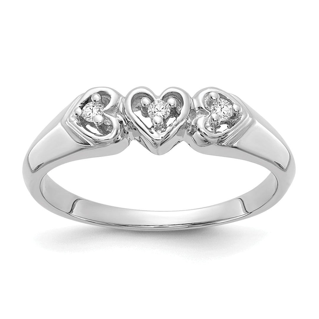 14k White Gold Polished Diamond Heart Ring