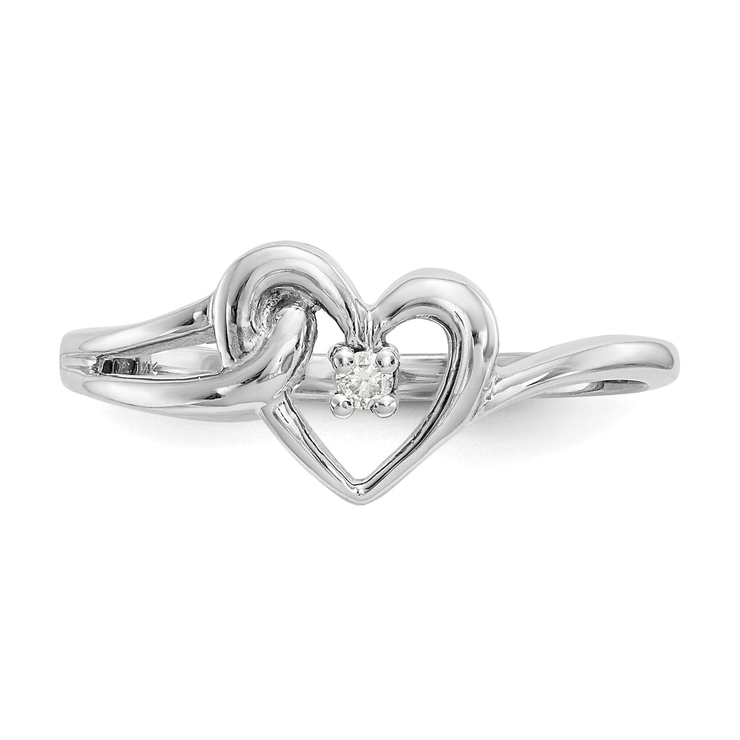 14k White Gold Polished Diamond Heart Ring