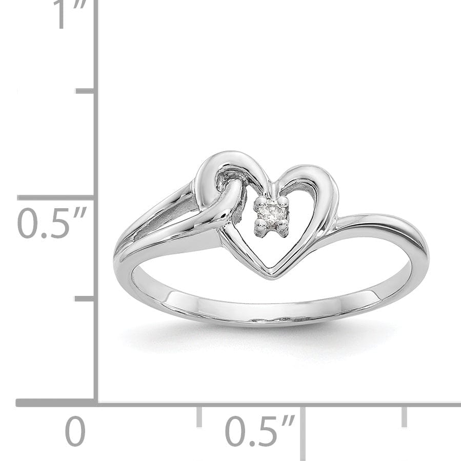 14k White Gold Polished Diamond Heart Ring