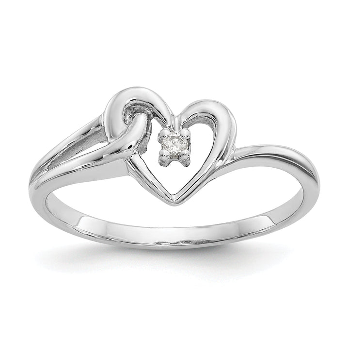 14k White Gold Polished Diamond Heart Ring