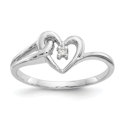 14k White Gold Polished Diamond Heart Ring at $ 213.48 only from Jewelryshopping.com