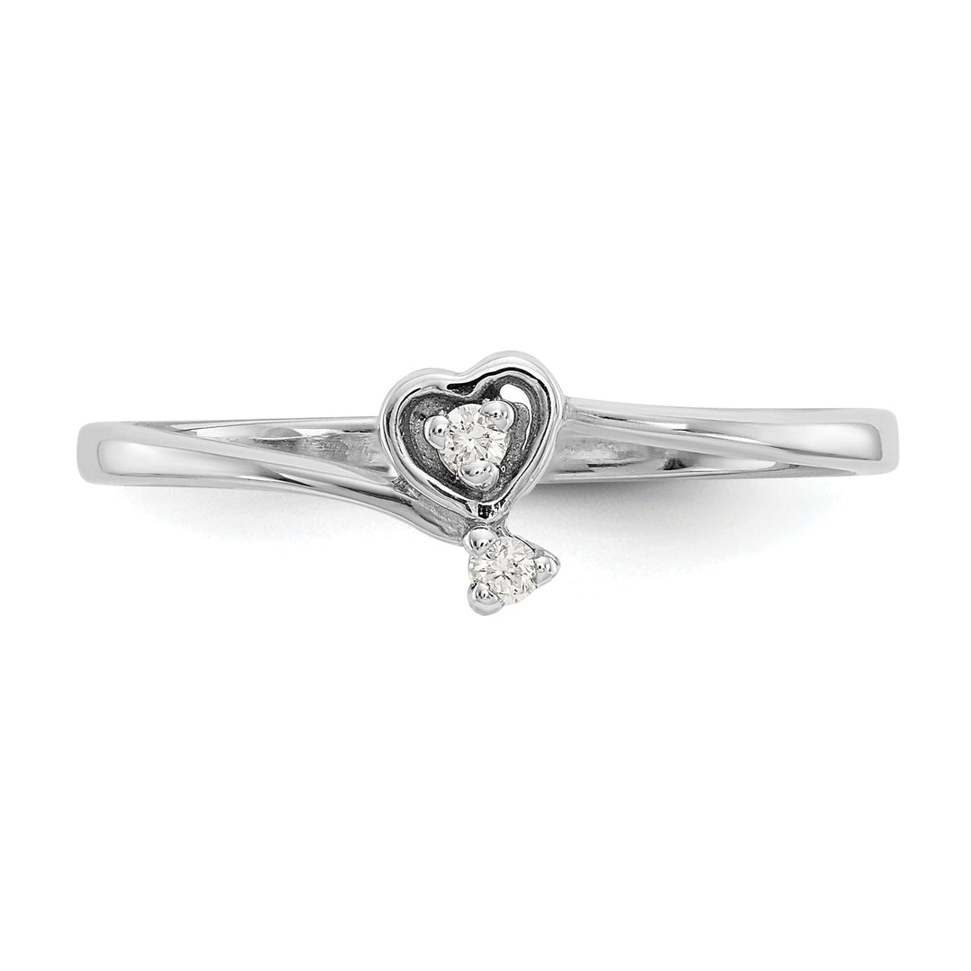 14k White Gold Polished Diamond Heart Ring