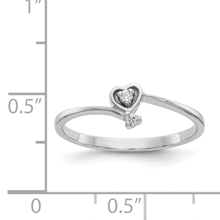 14k White Gold Polished Diamond Heart Ring