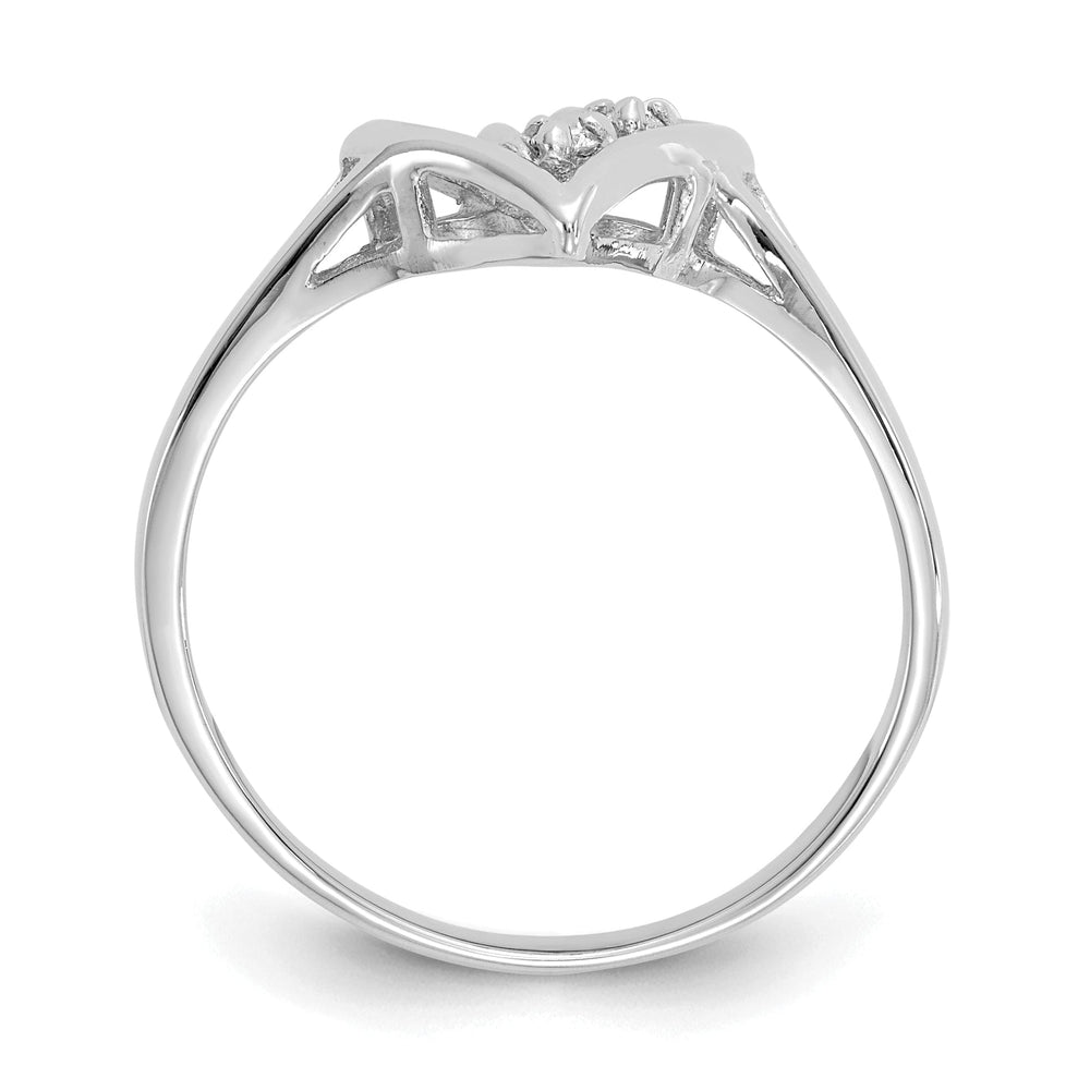 14k White Gold Polished Diamond Heart Ring