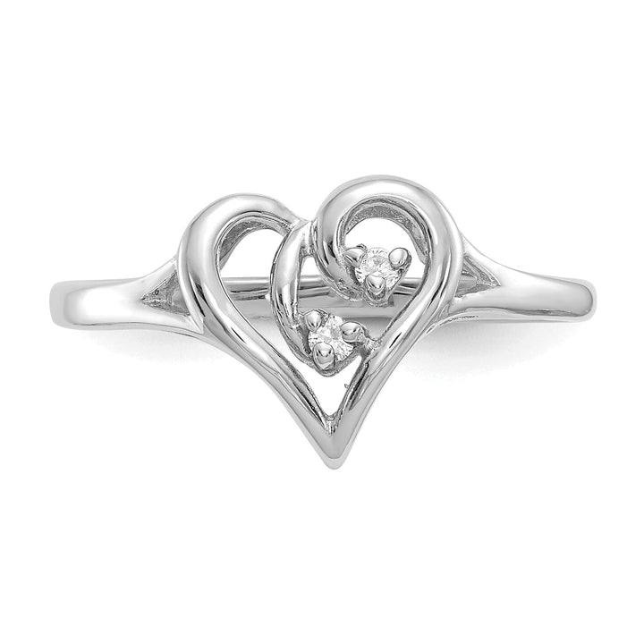 14k White Gold Polished Diamond Heart Ring