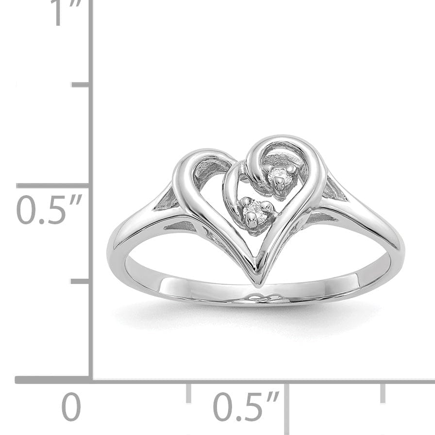 14k White Gold Polished Diamond Heart Ring