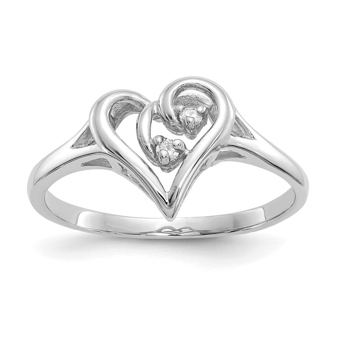 14k White Gold Polished Diamond Heart Ring