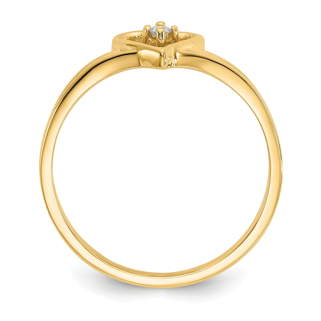 14k Yellow Gold Polished Diamond Heart Ring