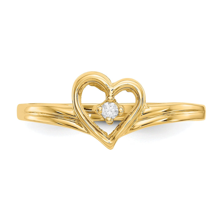 14k Yellow Gold Polished Diamond Heart Ring