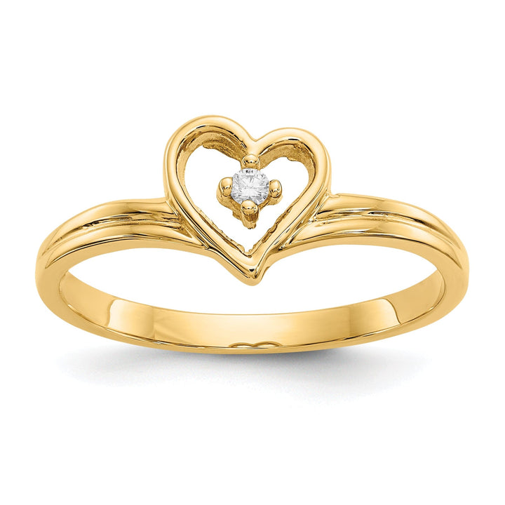 14k Yellow Gold Polished Diamond Heart Ring