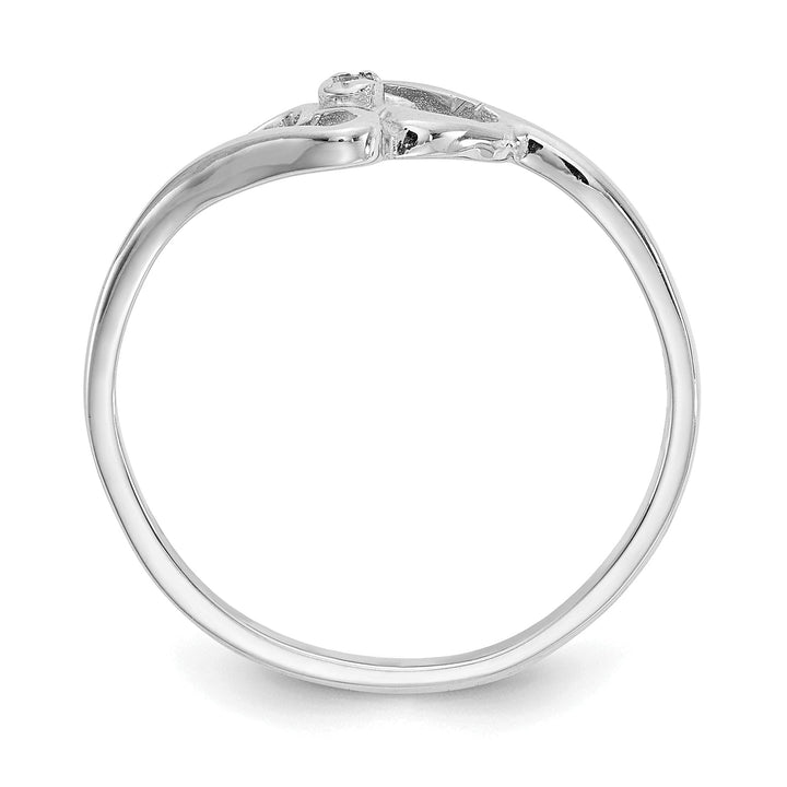 14k White Gold Polished Diamond Heart Ring