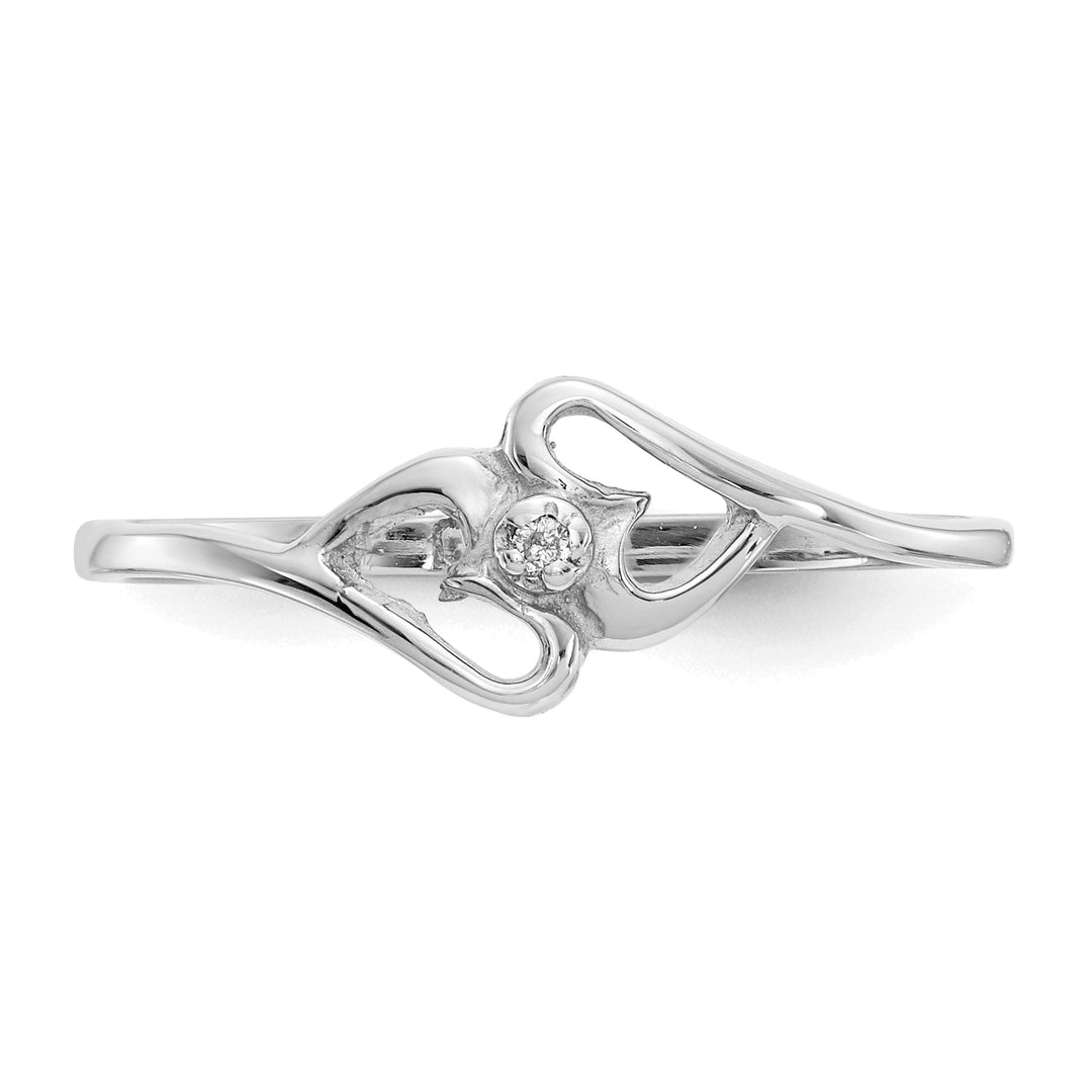 14k White Gold Polished Diamond Heart Ring