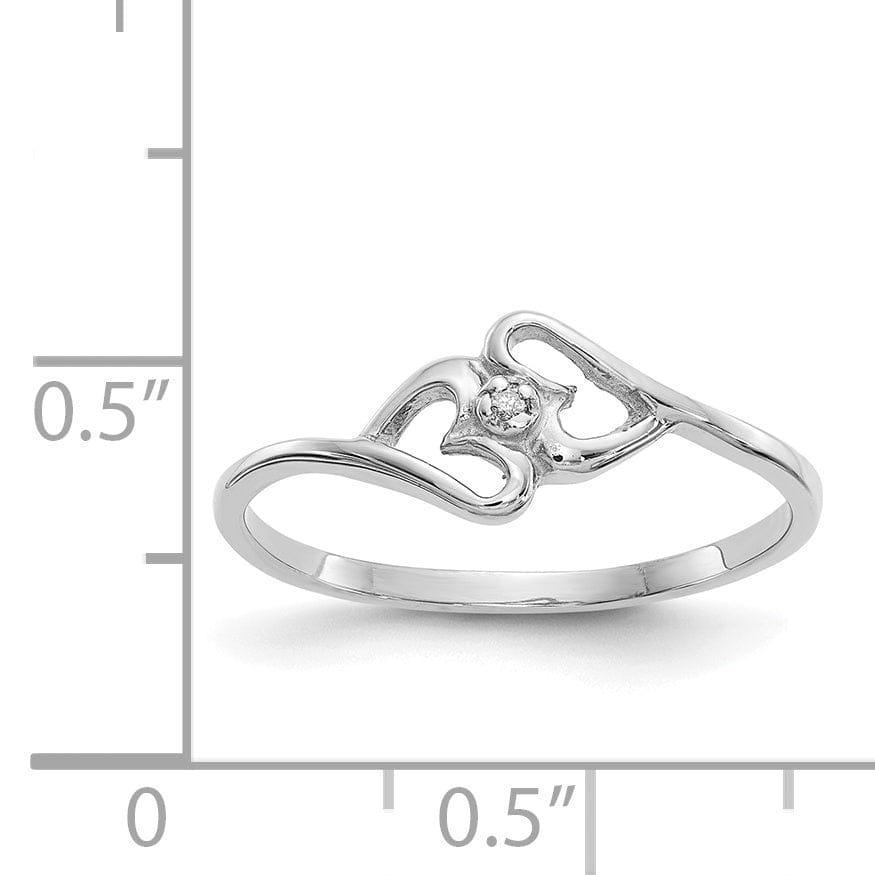 14k White Gold Polished Diamond Heart Ring