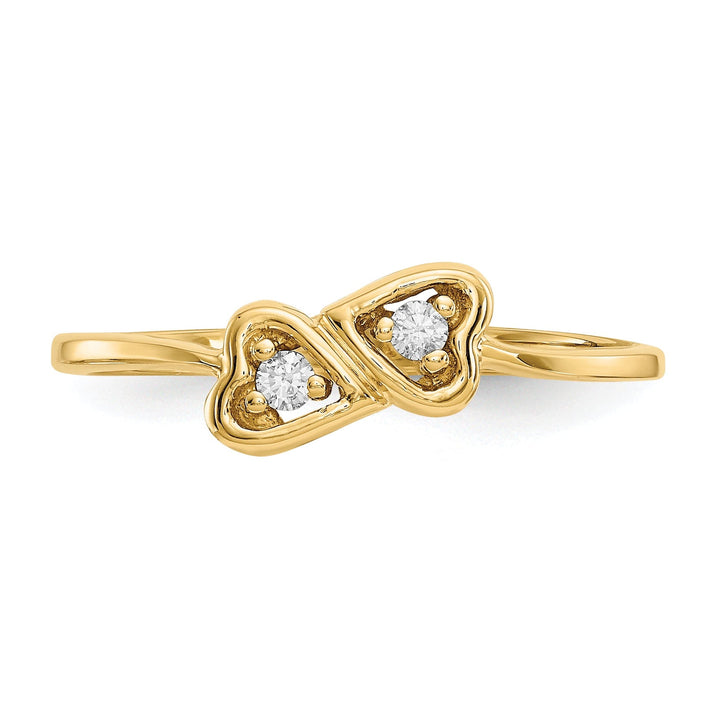 14k Yellow Gold Polished Diamond Heart Ring