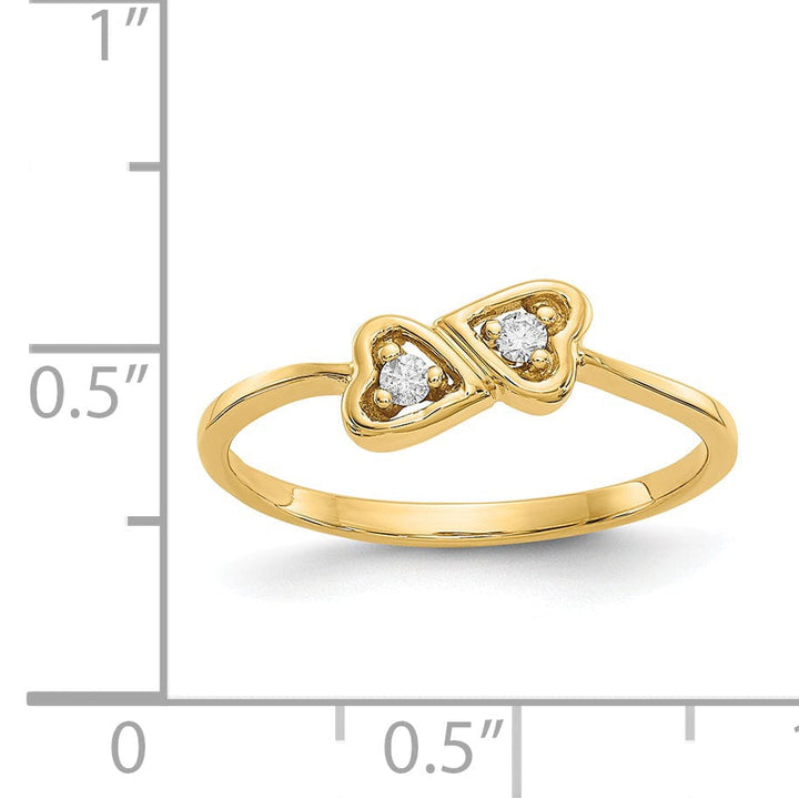 14k Yellow Gold Polished Diamond Heart Ring