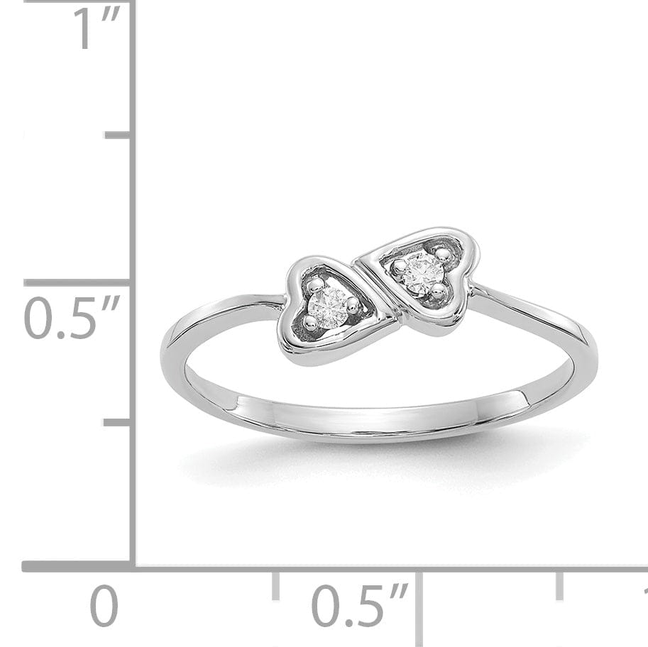 14k White Gold Polished Diamond Heart Ring