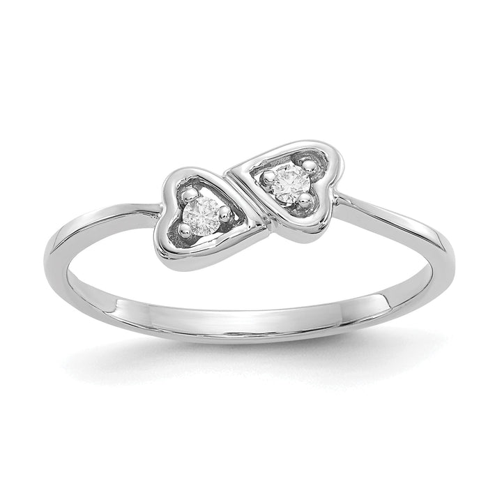 14k White Gold Polished Diamond Heart Ring