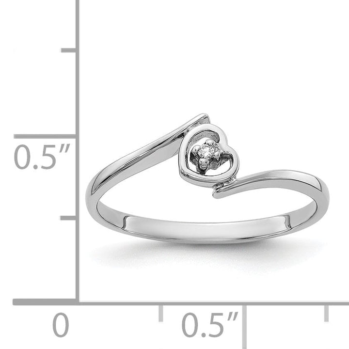 14k White Gold Polished Diamond Heart Ring