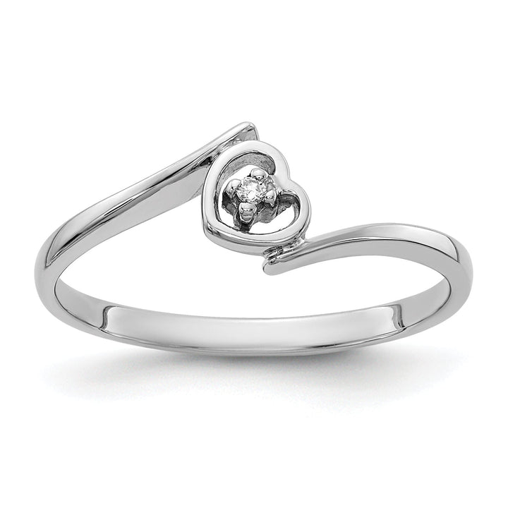 14k White Gold Polished Diamond Heart Ring