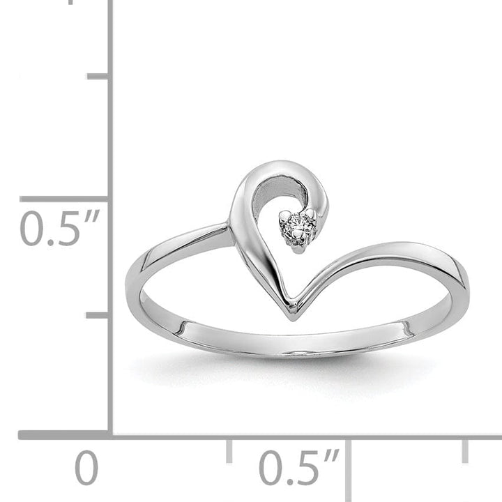 14k White Gold Polished Diamond Heart Ring